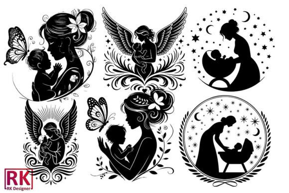 Download Mother’s Day Silhouette Vector Bundle - Vector Collection