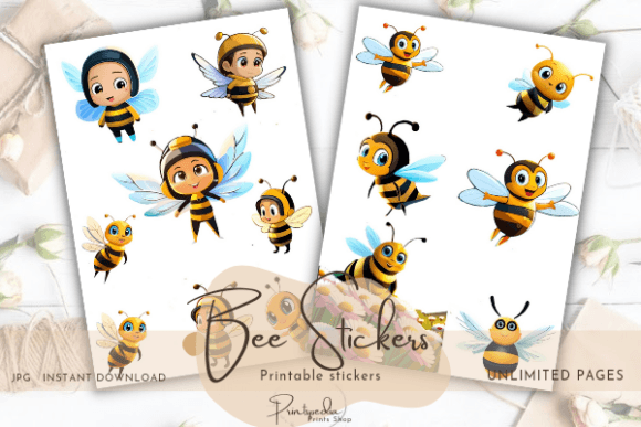 Download Bee Stickers Sheet for Printable - Bee stickers Collection