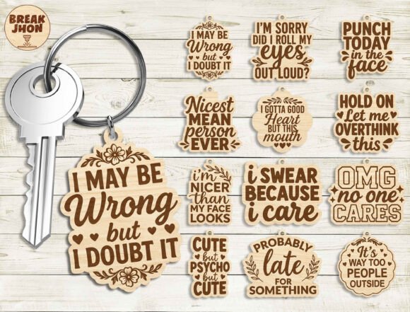 Download Funny Quote Keychain SVG Bundle - Keychain Collection