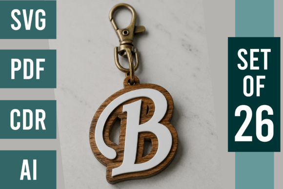 Download Layered Alphabet Keychain SVG Bundle - Keychain Collection