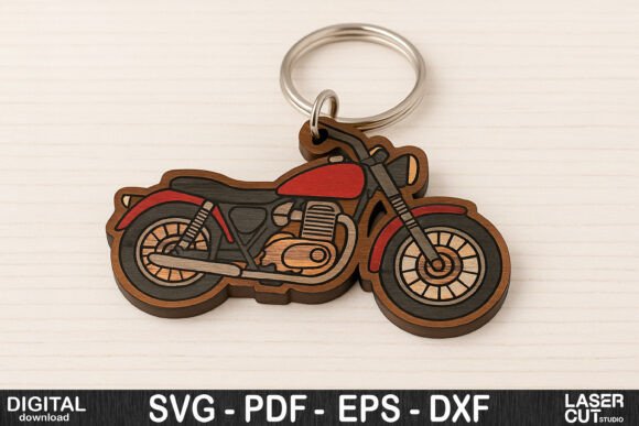 Download Classic Motorcycle Keychain SVG Laser - Keychain Collection