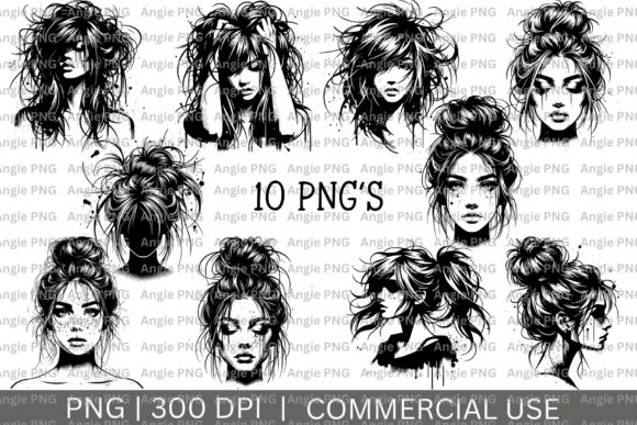 Download Messy Bun Hair PNG Vector Bundle - Png vector Collection