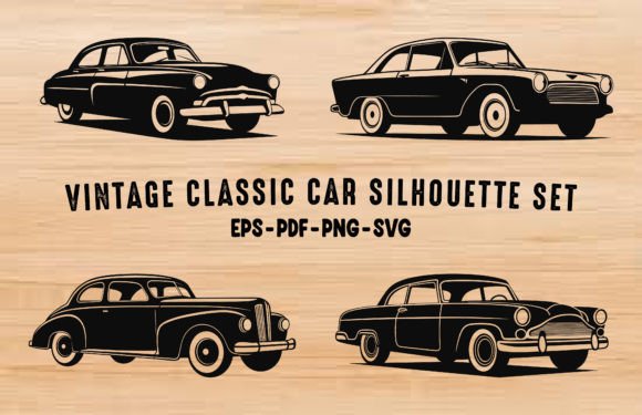 Download Vintage Classic Car Vector Silhouettes - Vector Collection