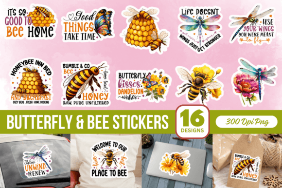 Download Butterfly &amp; Bee Stickers Bundle - Bee stickers Collection