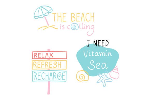 Download Beach Quote Stickers - Hand Drawn - Quote stickers Collection