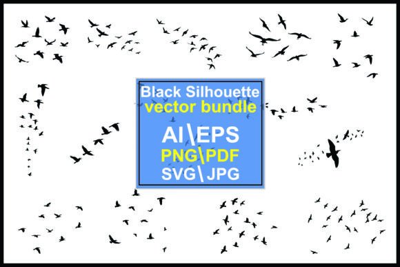 Download Flock Flying Birds Black Vector Bundle - Vector Collection