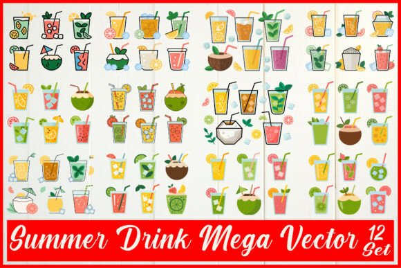 Download Summer Drink Mega Vector Set - Vector Collection