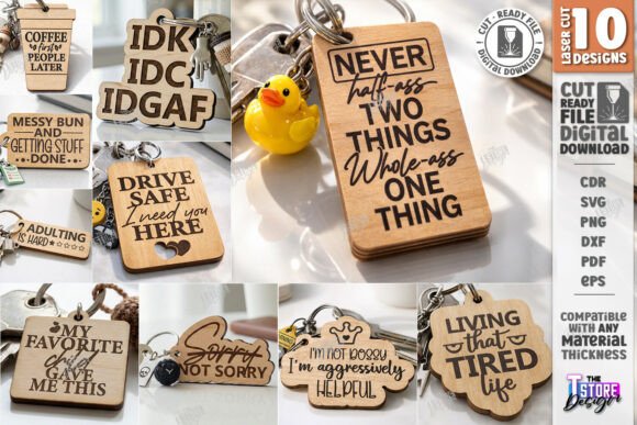Download Sarcastic Quotes Keychain Laser Cut Set - Keychain Collection