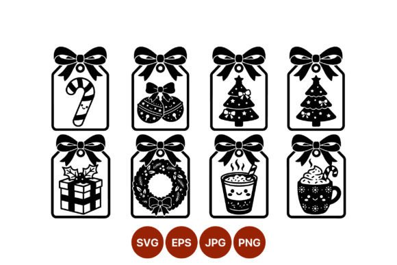 Download Christmas Gift Tags Black White Vector - Vector Collection