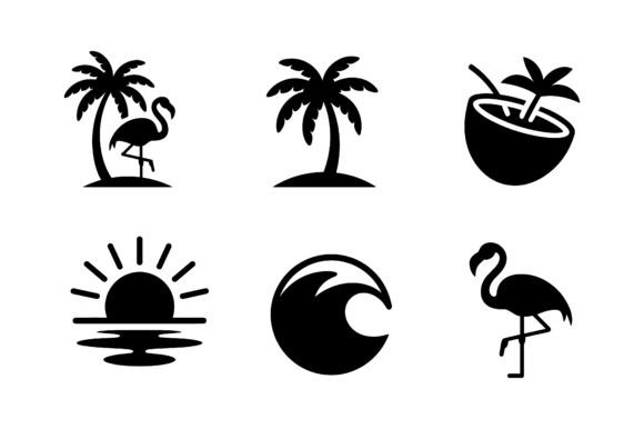 Download Flamingo Palm Beach Vector Silhouette - Vector Collection