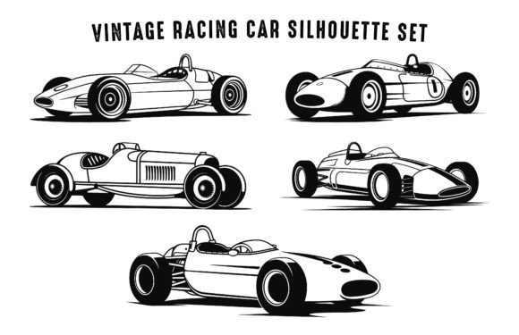Download Vintage Racing Car Vector Silhouette Set - Vector Collection