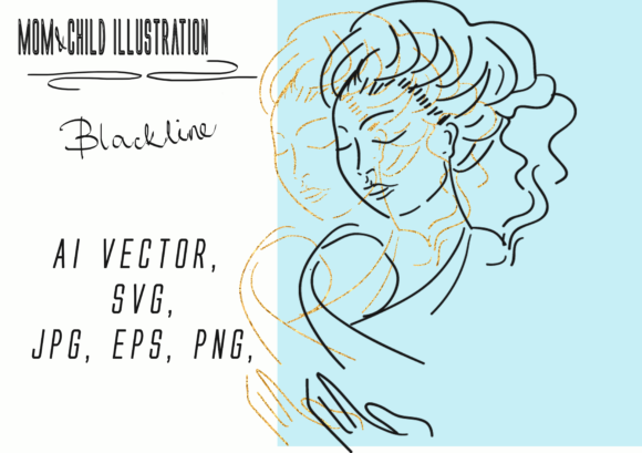 Download Mum and Child Vector Graphic Black Line - Vector Collection