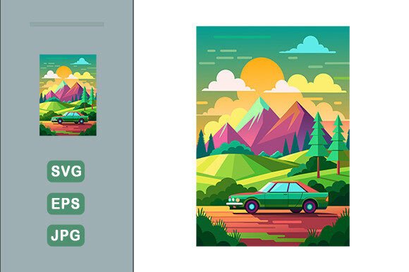 Download Car Vector Landscape Background - Vector Collection