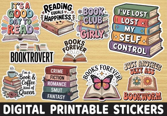 Download Retro Reading Book Lover Quote Stickers - Quote stickers Collection
